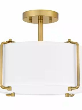 Brookley 14 in. 2-Light Brushed Gold Semi-Flush Mount